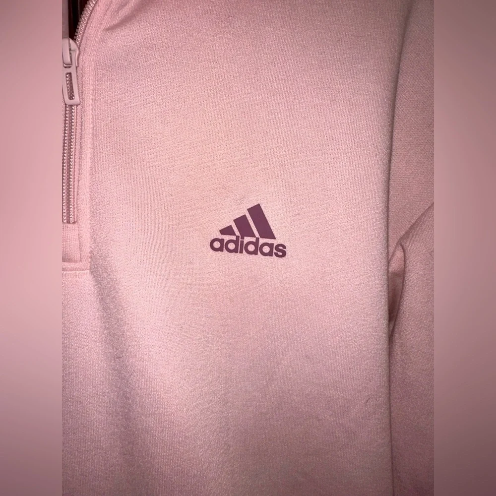 EUC Women’s Adidas Half Zip Pullover Pink & Purple Stripes Size Large - Picture 3 of 8
